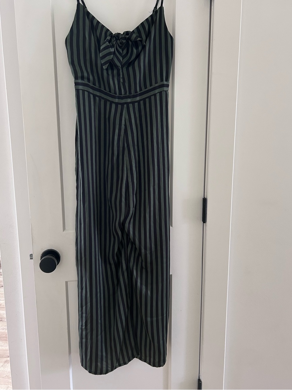 Dainty Hooligan Striped Jumpsuit in Black and Green